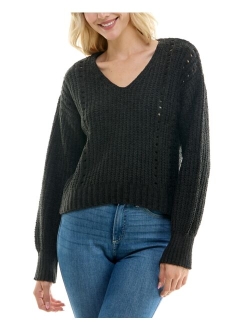 Crave Fame Juniors' Chenille Pointelle Sweater