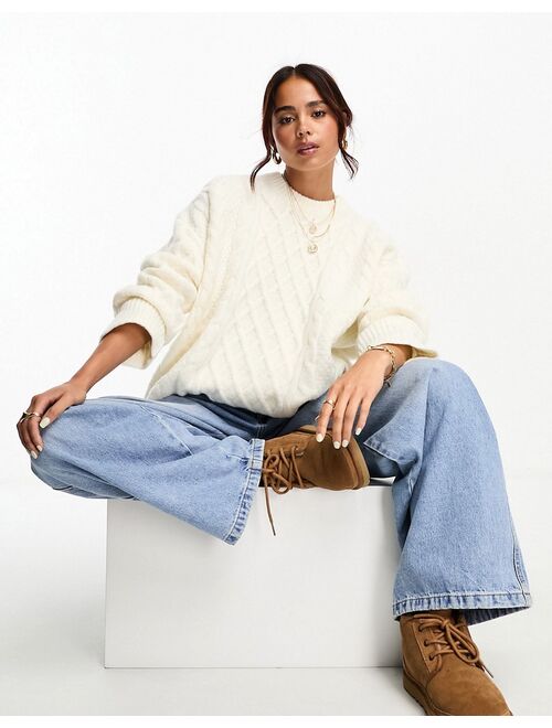 ASOS DESIGN oversized cable sweater in cream