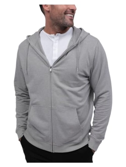 INTO THE AM Premium Zip Up Hoodies for Men S - 4XL Casual Lightweight Fitted Full Zip Sweatshirt