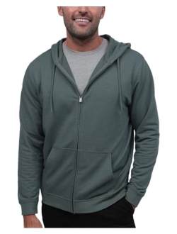 INTO THE AM Premium Zip Up Hoodies for Men S - 4XL Casual Lightweight Fitted Full Zip Sweatshirt