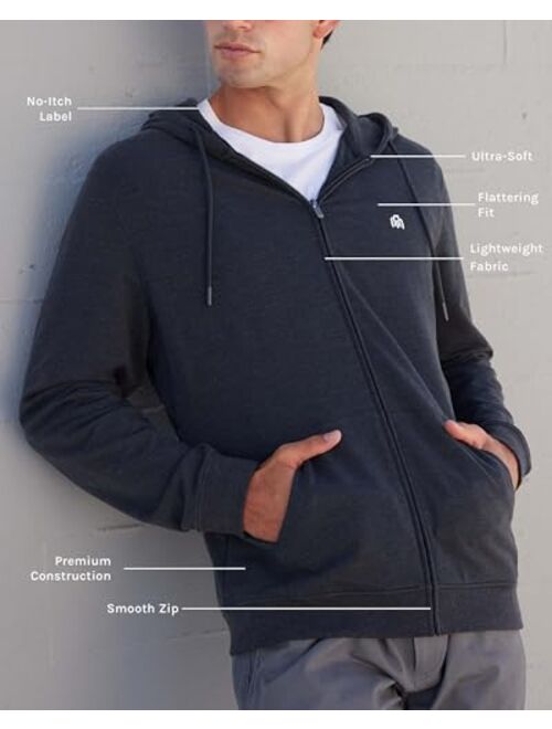 INTO THE AM Premium Zip Up Hoodies for Men S - 4XL Casual Lightweight Fitted Full Zip Sweatshirt