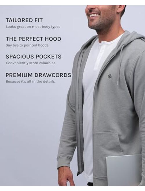 INTO THE AM Premium Zip Up Hoodies for Men S - 4XL Casual Lightweight Fitted Full Zip Sweatshirt