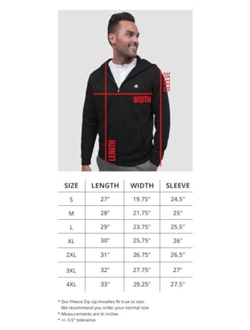 INTO THE AM Premium Zip Up Hoodies for Men S - 4XL Casual Lightweight Fitted Full Zip Sweatshirt