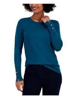 JM Collection Button-Sleeve Sweater, Created for Macy's