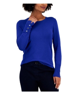 JM Collection Button-Sleeve Sweater, Created for Macy's