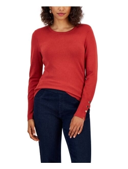 JM Collection Button-Sleeve Sweater, Created for Macy's