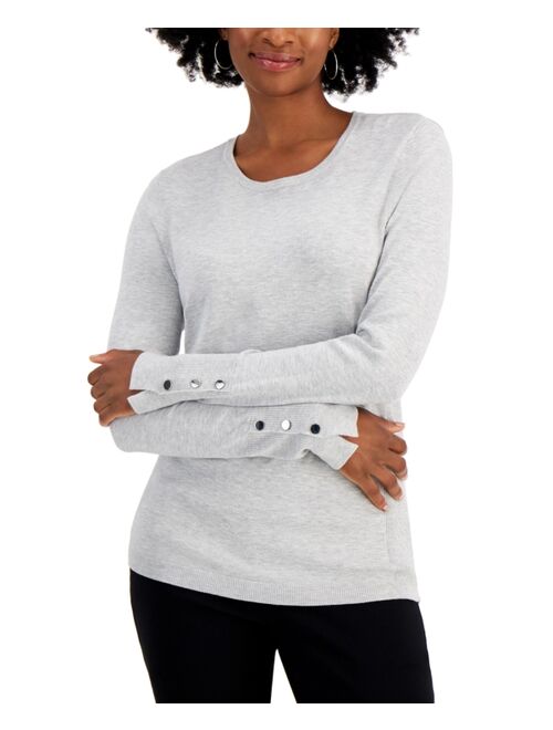 JM Collection Button-Sleeve Sweater, Created for Macy's