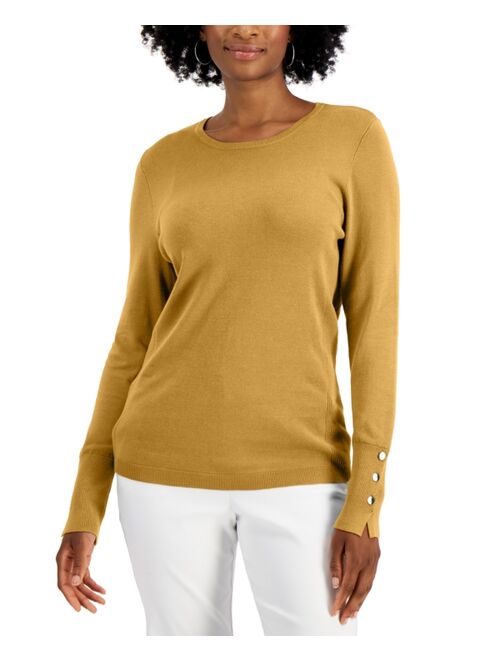 JM Collection Button-Sleeve Sweater, Created for Macy's