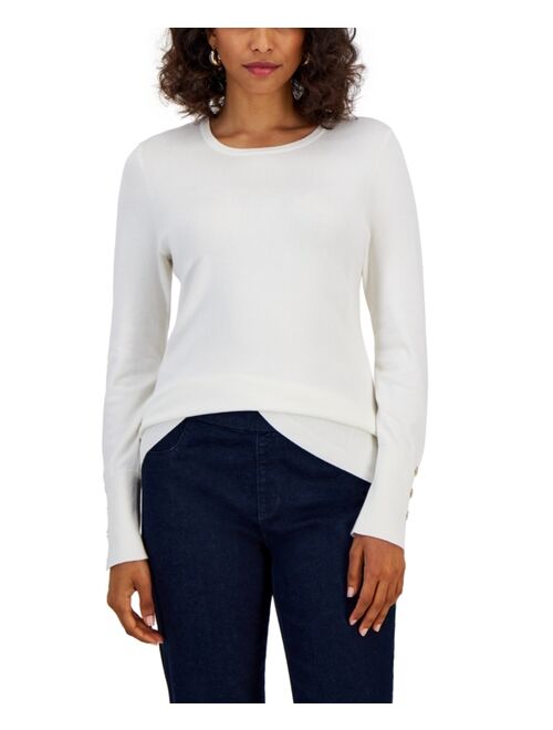 JM Collection Button-Sleeve Sweater, Created for Macy's