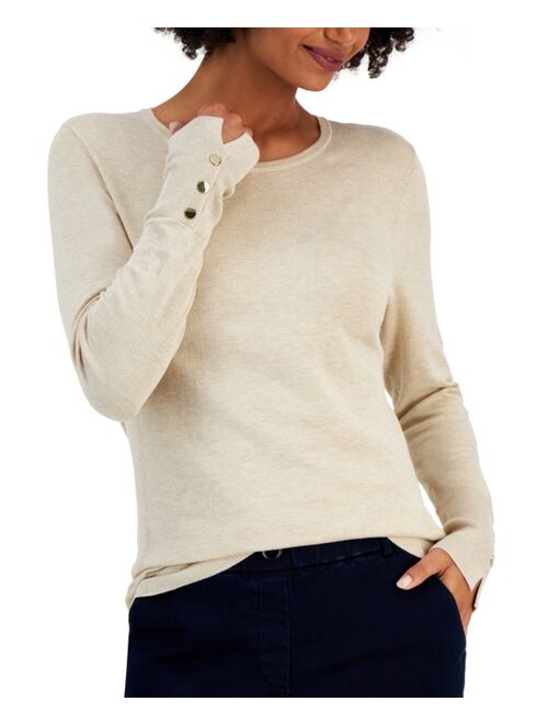 JM Collection Button-Sleeve Sweater, Created for Macy's