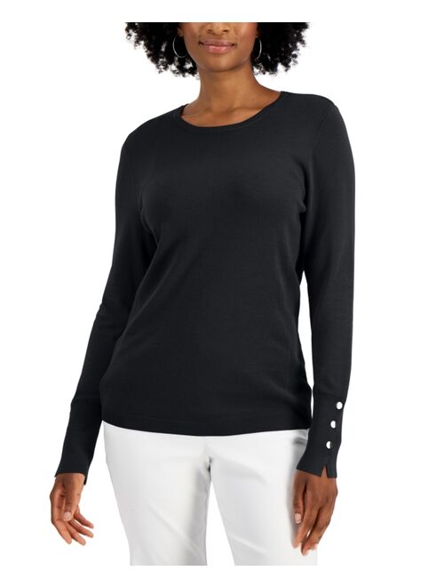 JM Collection Button-Sleeve Sweater, Created for Macy's