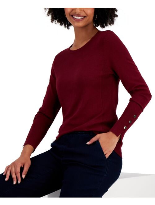 JM Collection Button-Sleeve Sweater, Created for Macy's