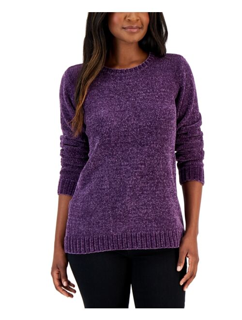 Karen Scott Petite Crewneck Chenille Sweater, Created for Macy's