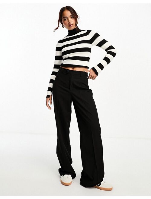 ASOS DESIGN high neck sweater in rib in stripe