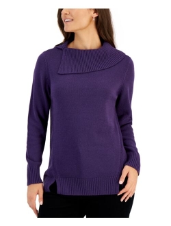 Karen Scott Women's Split Funnel-Neck Sweater, Created for Macy's