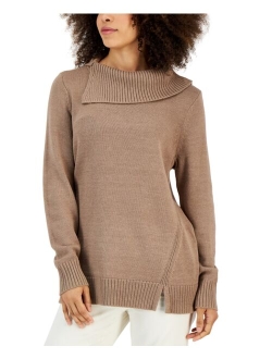 Karen Scott Women's Split Funnel-Neck Sweater, Created for Macy's