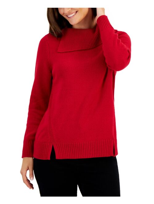 Karen Scott Women's Split Funnel-Neck Sweater, Created for Macy's