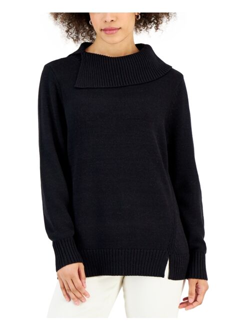 Karen Scott Women's Split Funnel-Neck Sweater, Created for Macy's