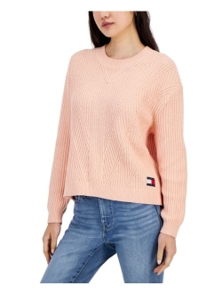 Tommy Jeans Women's Crewneck Chevron-Knit Sweater