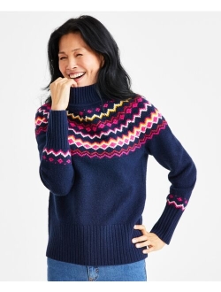 Style & Co Women's Fair Isle Mock-Neck Sweater, Created for Macy's