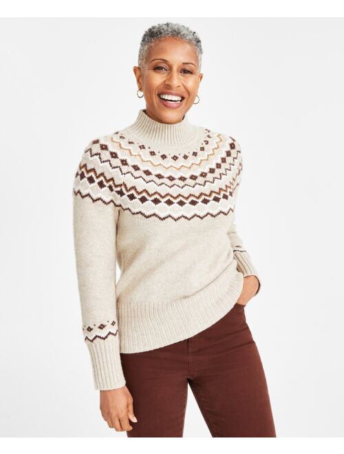 Style & Co Women's Fair Isle Mock-Neck Sweater, Created for Macy's