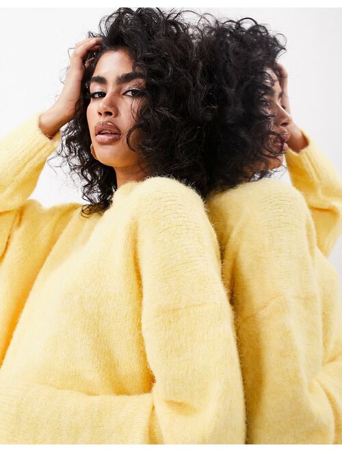 ASOS EDITION oversized crew neck knit sweater in buttermilk yellow