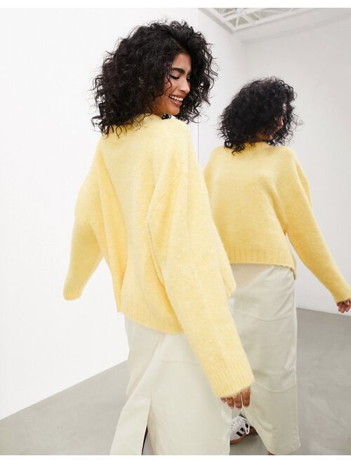 ASOS EDITION oversized crew neck knit sweater in buttermilk yellow