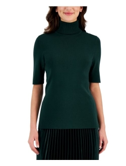 Women's Turtleneck Half-Sleeve Sweater, Regular & Petite