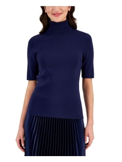 Women's Turtleneck Half-Sleeve Sweater, Regular & Petite