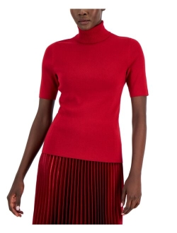 Women's Turtleneck Half-Sleeve Sweater, Regular & Petite