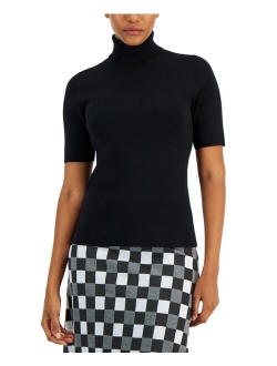 Women's Turtleneck Half-Sleeve Sweater, Regular & Petite