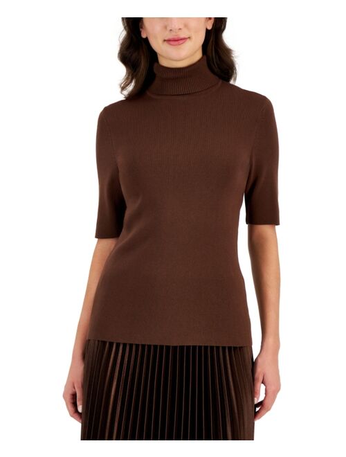 Anne Klein Women's Turtleneck Half-Sleeve Sweater, Regular & Petite