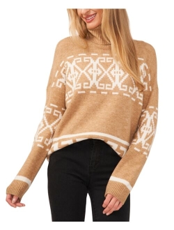 CeCe Women's Fair Isle Turtleneck Sweater