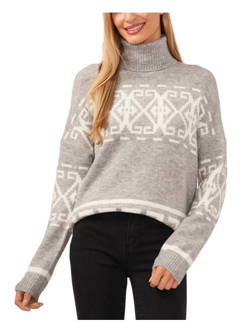 CeCe Women's Fair Isle Turtleneck Sweater