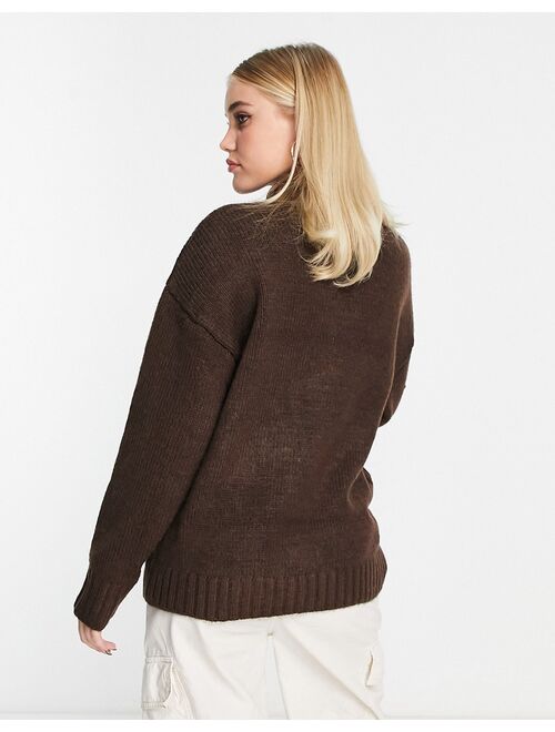 ASOS DESIGN high neck sweater in brown