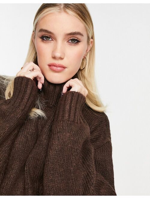 ASOS DESIGN high neck sweater in brown