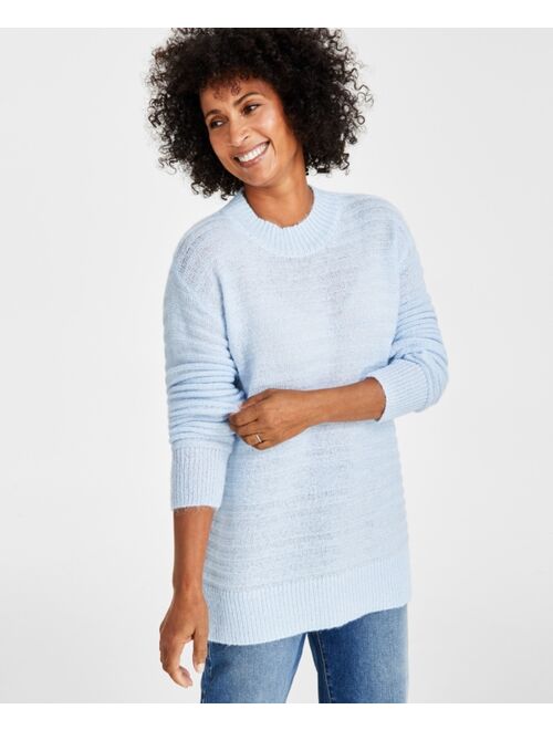 Style & Co Women's Textured Crewneck Tunic Sweater, Created for Macy's