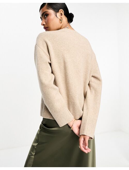 & Other Stories crew neck sweater in grayish brown