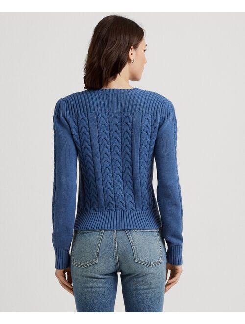 Polo Ralph Lauren Lauren Ralph Lauren Women's Cable-Knit Puff-Sleeve Sweater