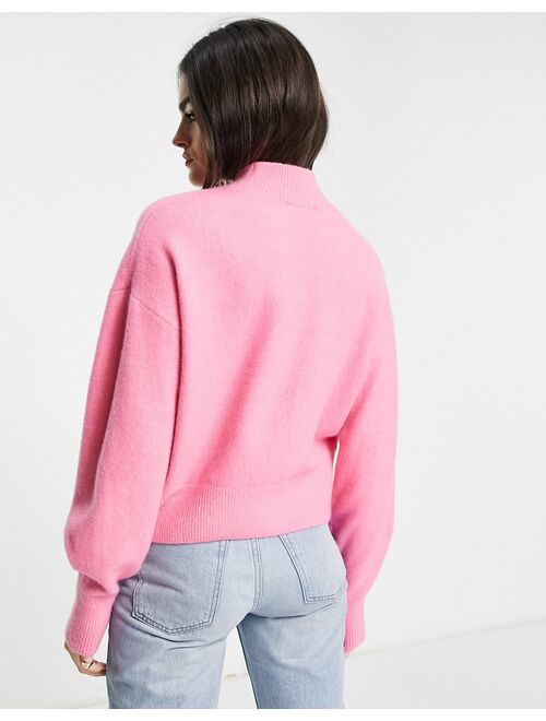 & Other Stories mock neck sweater in pink