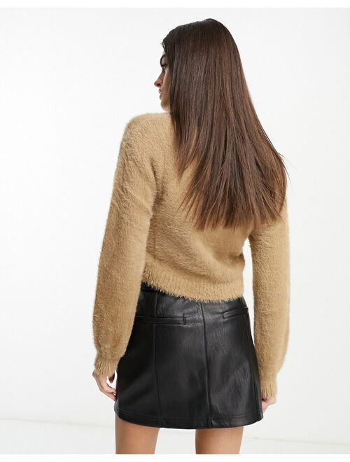 Mango fluffy sweater in camel