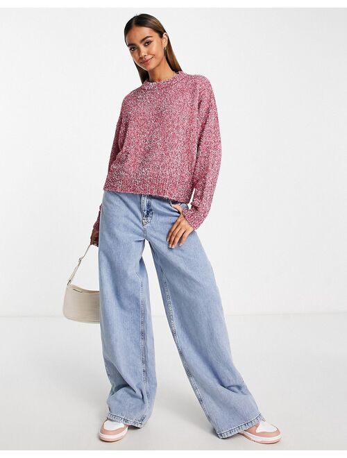 ASOS DESIGN sweater in tinsel yarn in pink