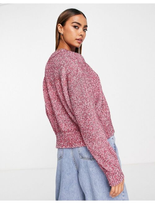 ASOS DESIGN sweater in tinsel yarn in pink