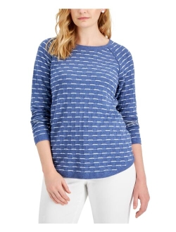 Karen Scott Women's Cotton Tuck-Stitch Sweater, Created for Macy's