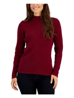 Karen Scott Petite Ribbed Mock-Neck Sweater, Created for Macy's