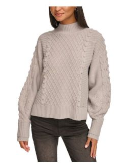 PARIS Women's Cable-Knit Mock-Neck Sweater