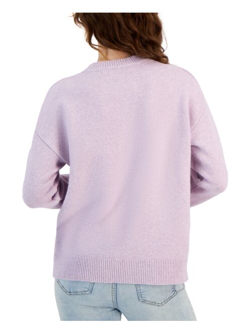 Hooked Up by IOT Juniors' Butterfly Printed Crewneck Sweater