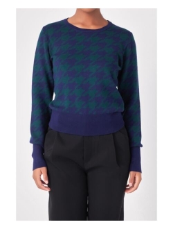 Women's Knit Houndstooth Sweater