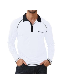 Lexiart Men's Fashion Long Sleeve Polo Shirts-Lightweight Golf Polo Shirt Regular Fit Raglan Tops