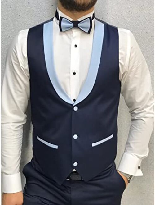 Suzhimo Men's Tuxedo Suit 3 Piece Slim Fit Tuxedo for Men Wedding Suit Prom Tuxedo Suit with Tie Blazer Vest Pants Set